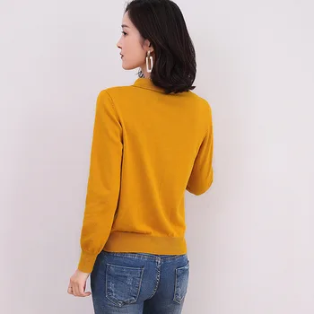 Плета жилетка пуловер 2020 нов дамски ежедневни с дълъг ръкав отложным яка бутон плетени пуловери, палта Femme Дамски дрехи