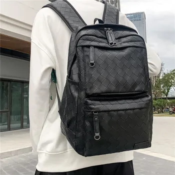 Плетени раници за мъже преносим компютър мъжка чанта корея чанта колани от изкуствена кожа бельо Backpak за бизнес 2020