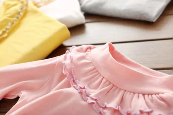 Плътен цвят дантела кръг силует детска риза детска долна риза блузи за момичета CHD20003