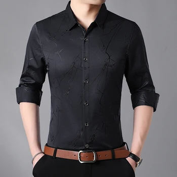 Плюс размер 5XL 6XL 7XL 2020 есен нов мъжки ежедневни риза мода печат с високо качество с дълъг ръкав ризи на мъжката марка за дрехи