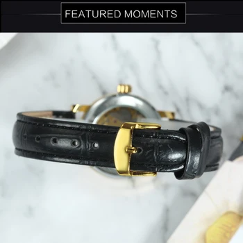 Победител официален Златен дамски часовници са най-добрата марка на луксозни автоматични механични ръчни часовници женски relogio скелет кленов лист часовници