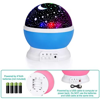 Подаръци за децата на въртящата се звезда на звездното небе LED Night Light проектор Лунна лампа батерия USB power спалня настолна лампа Проекционная лампа