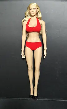 Подбрани червени/бели цветове 1/6 женска фигурка кукла Дрехи, бельо, бикини, бански комплект модел за 12