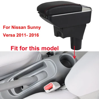 Подлакътник кутия за Nissan Sunny Versa 2011-2016 USB зареждане на автомобили подлакътник завъртане на централната конзола кутия за съхранение стайлинг автомобили