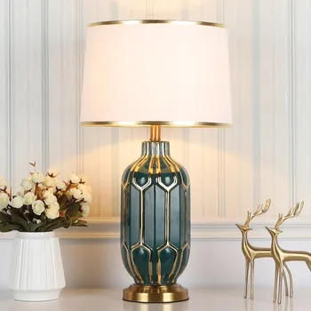 Позлатени керамична настолна лампа луксозен пост-модерен обикновена настолна лампа Nordic нощни лампи за дневна хотел за декорация на дома