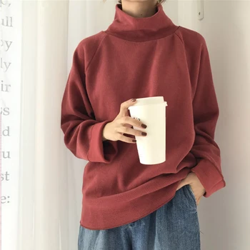 Поло пуловер Есен Зима вязаный жилетка Дамски пуловери ежедневните свободни дълги ръкави минималистичен пуловери Дамски дрехи