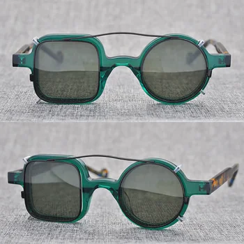 Поляризирани клипове слънчеви очила мъжете реколта steampunk слънчеви очила Жени ретро квадратни и кръгли слънчеви очила с UV400 Clear Oculos De Sol