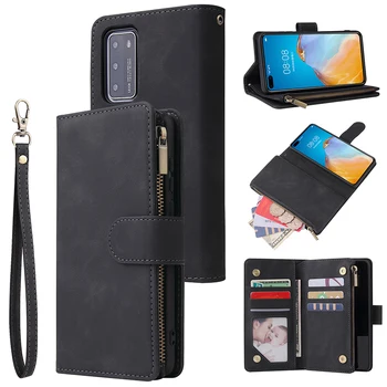 Портфейл с цип кожен калъф за мобилен телефон Huawei P40 Pro P30 Lite Капитан 30 Pro Honor 20 10i P Smart 2019 Flip Case Book магнитен калъф