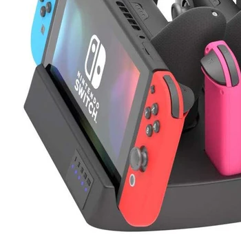 Поставка за зарядно устройство ще захранване на дисплея за Nintendo Включете зарядно устройство ще захранване на зарядно устройство и притежателя на игри за конзолата на ключа, контролери Joy-Con, Switch Pro Против