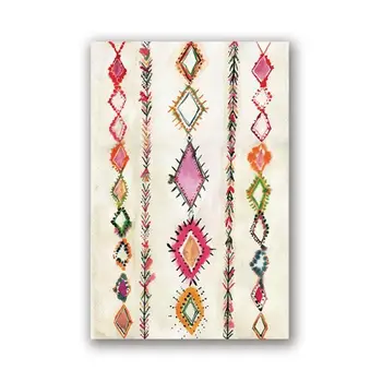 Потребителски марокански килим розово плакати и щампи домашен интериор бохемски изкуство Акварел платно на картини за декорация на стени