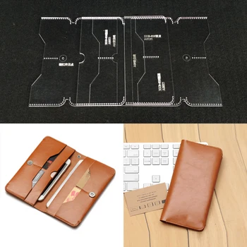 Практичен акрилни портфейл чанта за карти прозрачни Шаблони кожа занаят шаблон шаблон на дизайн за изработка на бизнес дълги портмонета