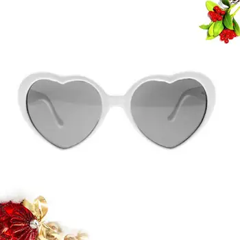 Праскова сърце специални ефекти очила интересни точки светлина дифракционные очила смешни очила за бар нощен клуб (Бял)