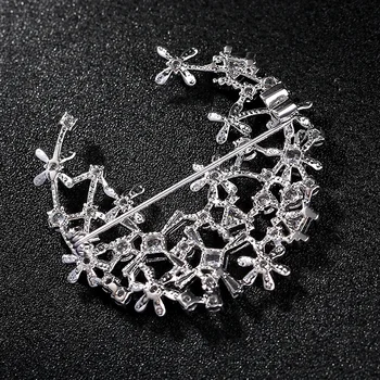 Прекрасен бял кристал брошка клон с цветя на сватбени косата Crystal бижута и аксесоари елегантен конкурс на крилото Пин broche