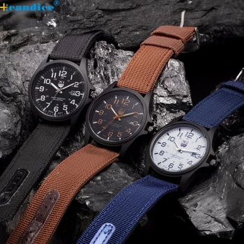 Прекрасен нов дизайн XINEW открит мъжки найлонов ремък военни спортни аналогови кварцови армейските ръчни часовници Часовници мъжки relogio masculino