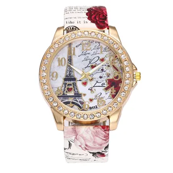 Прекрасна Реколта Париж-Айфеловата кула дамски кварцов часовник жени, момичета дами студентите ежедневни Диамант ръчен часовник дамски Relojes A4