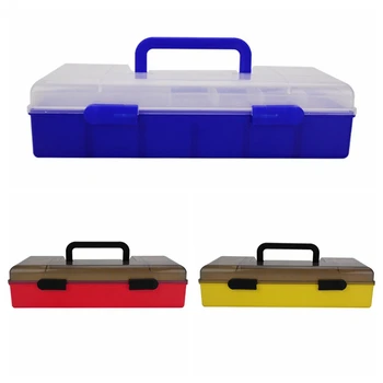 Преносим двуслойни пластмасов риболовен кутия калъф за съхранение организатор контейнер с голям капацитет на риболовни принадлежности на кутията