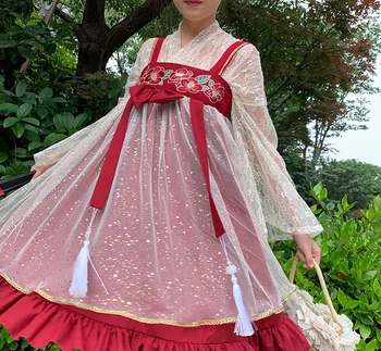 Принцеса чай Ханфу елемент рокля чист стил студент ретро сладка Лолита комплекти викторианска печат Kawai момиче Лоли cos