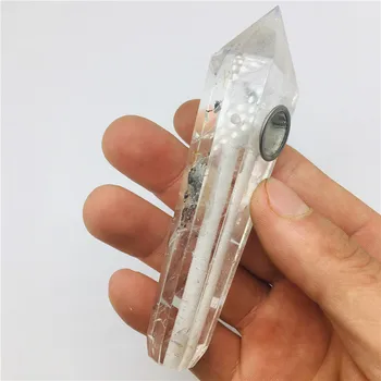 природен кристал s тръби, кварцов кристал на притежателя на цигари като подарък 2 цедка + 1 четка
