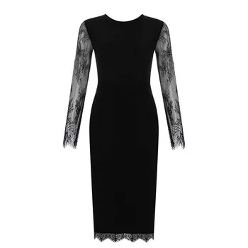 Продажба на едро 2020 ново женствена рокля черна дантела с дълги ръкави от дантела, без облегалка Секси знаменитост меню с коктейли на парти рокля бандажное