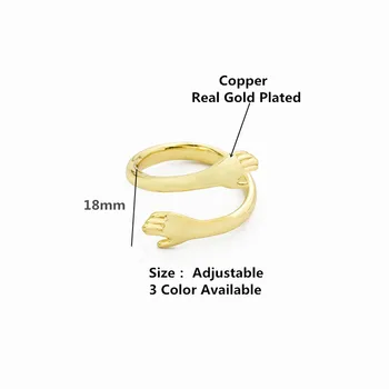 Продажба на едро на 10 бр./лот злато напълнена две ръце, полагане на пръстени за жени, мъже бижута минималистичен Анель мед дланта на ръката пръстени пръсти
