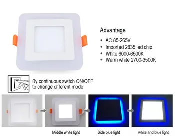 Продажба на едро фабрика Бял + RGB LED Panel Light и дистанционно управление 6w/9w/16w/24W вграждане led тавана лампа акрилен панел лампи