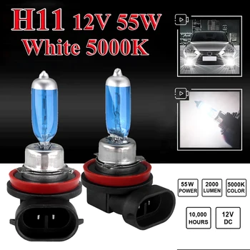 Продажба супер ярък 2 елемента H11 12V 55W Бял 5000k синя кола фарове лампи глобуси лампи HID voiture де търговия на Едро бърза доставка CSV