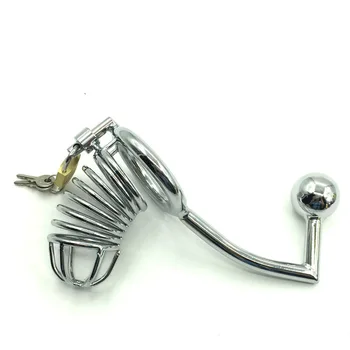 Продукти за възрастни алтернативни играчки метален колан на целомъдрието мъжки целомъдрието брави с аналния плетене на една кука капка