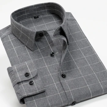 Пролет и есен плюс размери мъжки ежедневни клетчатая риза мода бизнес свободни риза с дълъг ръкав на мъжката марка за дрехи 6XL 7XL 8XL 10XL