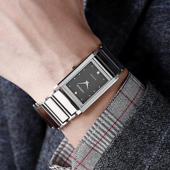 Промишлен дизайн вольфрамовая стомана квадратни бизнес часовници Човек швейцарски механизъм, водоустойчив правоъгълник модни часовници