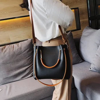 Проста ведерная чанта за жените свободно време едно рамо дамски чанти за жени в Топ-дръжка за ръчни лотария високо качество Crossbody чанта пакет портфейл