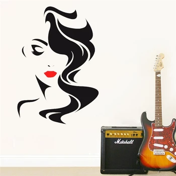 Простотата на дълъг творчески характер на косата на една жена стикер на стената стикер за стена, модерно изкуство, рисувани стенни декорации на стени, PVC