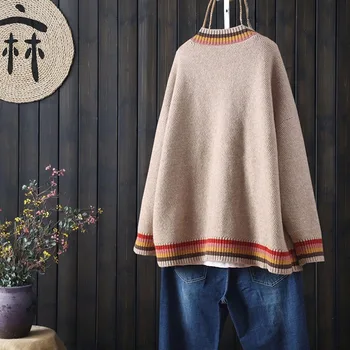 Пуловер жилетка дамско яке свободен корейски стил мързелив вятър отвън вязаный пуловер есен зима нови жени