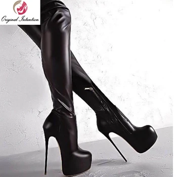 Първоначалното намерение на изключително високи токчета жени бедрото високи Секси ботуши на платформа над коляното Chaussures Femme обувки жена размер на 15