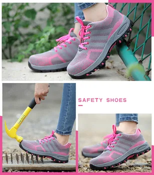 Работа защитни обувки Обувки със стоманени пръсти женски защитни обувки стоманена средната подметка защитни обувки пункция доказателство за анти-да разбият сигурността на обувки
