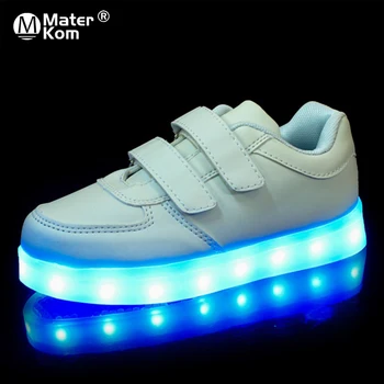 Размер 25-37 USB Children, Light Обувки Kids Luminous Sneakers for Boys&Girls Led Shoes Krasovki with Backlight Lighted Shoes