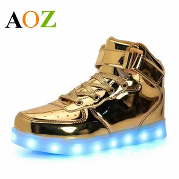 Размер на 25-40 USB зарядно устройство кошница Led Детски обувки с подсветка деца ежедневни момчета момичета светещи светещи маратонки