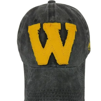 Регулируема памучен буквата W бейзболна шапка на ретро спорт на открито шапки жените кости Gorras извити монтирани измити стари татко шапка за мъже