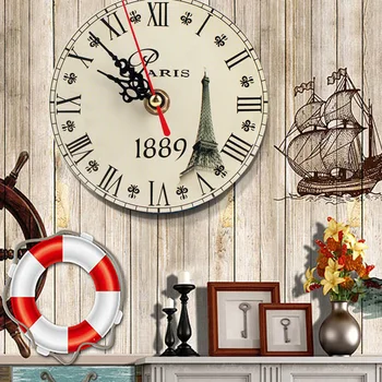 Реколта безшумни дървени стенни часовници с батерии кварцови часовници САМ Home Decor ретро стенен часовник