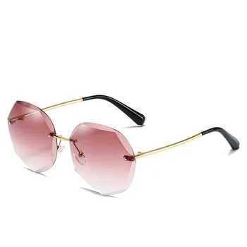 Реколта градиентные слънчеви очила без рамки жените луксозна марка Diamond cutting Eyewear дизайнерски очила oculos UV400