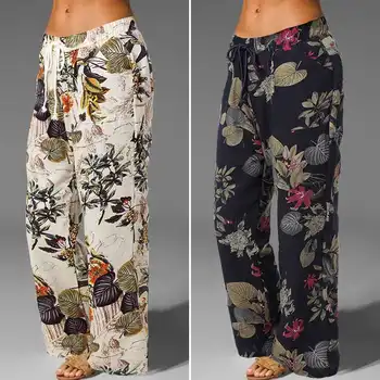 Реколта Дамски панталони с еластичен колан Celmia Fashion Printed широки панталони есен ежедневни дълги Палацо свободни панталони Femme 5XL