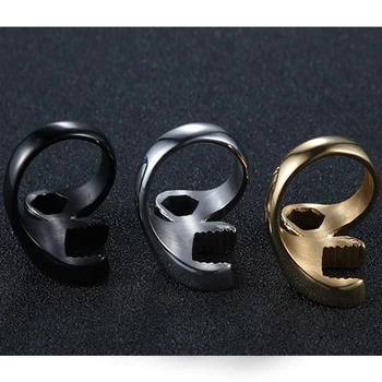 реколта мъжки пръстени ключ пънк Едро годежен пръстен от неръждаема стомана мъжки аксесоари голям пръстен за мъже бижута 2020 мода