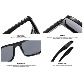 Реколта Поляризирани Слънчеви Очила Мъжете Рамка 2020 Ретро Марка Дизайнер Правоъгълник Огледало На Слънчеви Очила За Шофиране Риболов На Едро