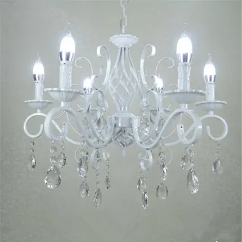 Реколта фалшиви кристален полилей E14 свещи, лампи, лампа, ретро бял метал, Кристал тавана лампа мин