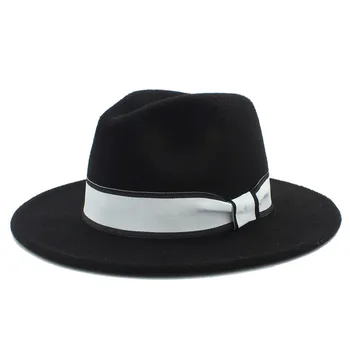 Ретро вълна дамски отдалечени места Фетровая фетровая шапка Hat Fedora for Winter Elegant Lady дамска шапка клош Jazz Homburg шапки сомбреро размер 56-58 см Z18