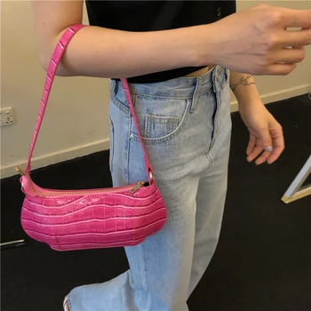 Ретро дизайн на жените франзела портфейл чанти мода дами малки чанти за рамо Крокодил шаблон изкуствена кожа женствена чанта под мишницата