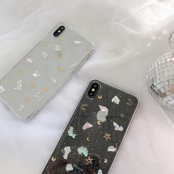 Ретро звездното небе и луната shell art японски калъф за телефон iPhone 12 11 Pro Max Xr Xs Max 7 8 Plus 7Plus case Сладко clear Soft Cover