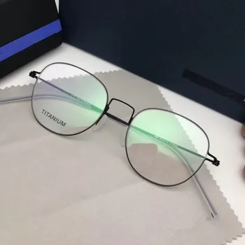 Ретро Кръг Титан Газ Рамка Мъжете Без Винт Очила Късогледство Оптични Предписани Очила Жени Oculos Grau De
