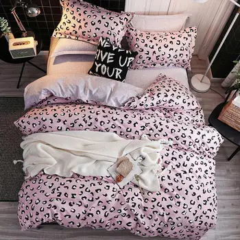 Розов Леопард печатни каре Dot деца покривки комплект чаршаф Пълнолетно Дете, чаршаф и калъфка за възглавница одеяло спално бельо комплект 61007