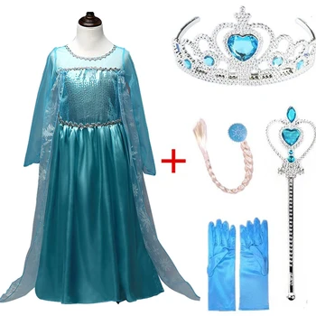 Рокли ледена кралица cosplay рокля за момичета красив костюм принцеса Празнична дрехи Детски комплект дрехи