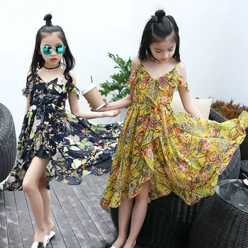 Рокля за момичета богемное 2019 лятна рокля за момичета цвете прашка плажен сарафан наградата на Детски рокли за момичета 4 6 8 12 14 15 години